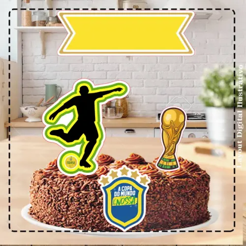 Topo de Bolo Futebol Copa do Mundo