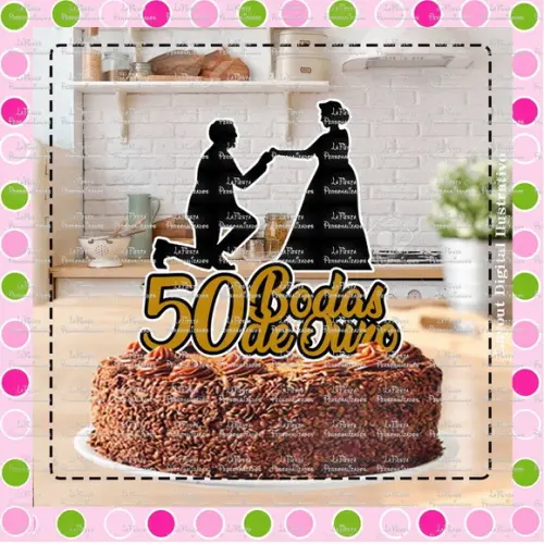 Topo de Bolo Bodas de Ouro