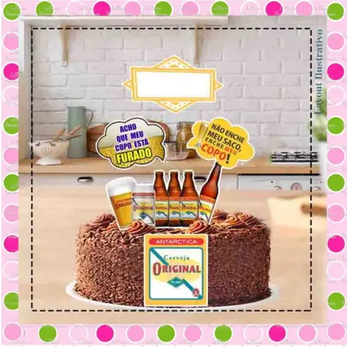 Topo de Bolo Boteco Cerveja
