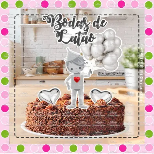 Topo de Bolo Bodas de Latão