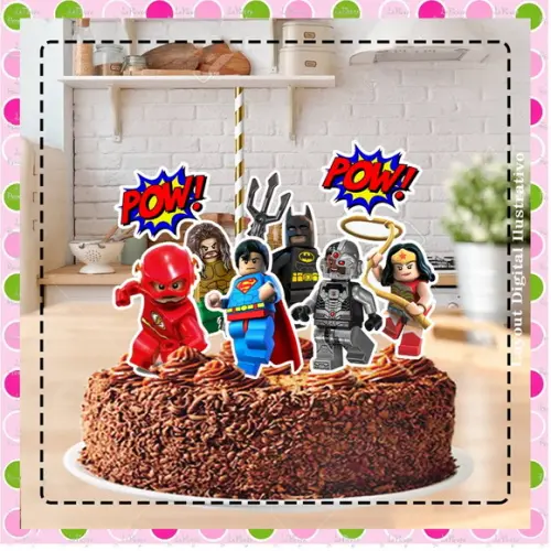 Topo de Bolo Lego Liga da Justiça