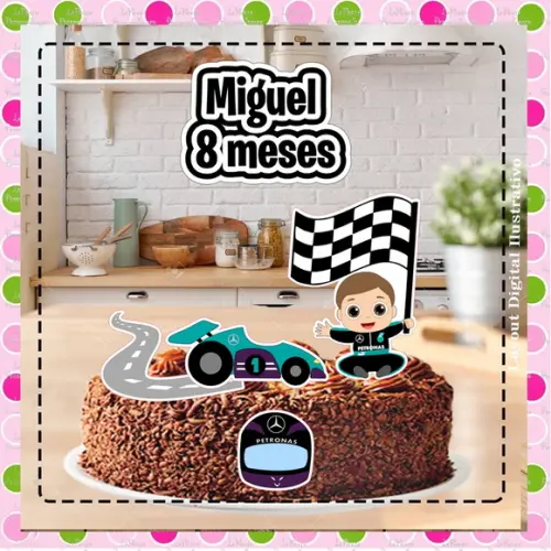 Topo de Bolo Formula 1 Baby