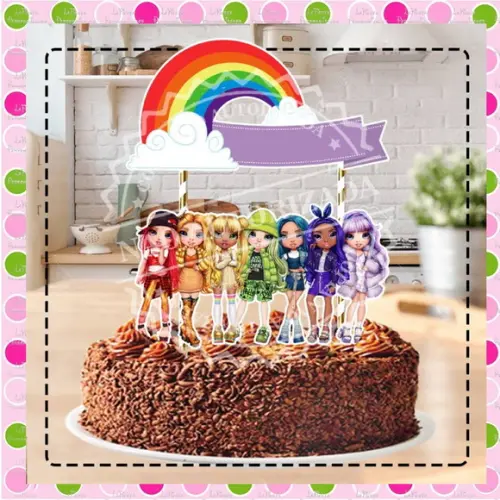 Topo de Bolo Rainbow High