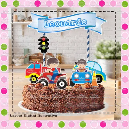 Topo de Bolo Carrinhos