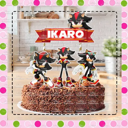 Topo de Bolo Shadow The Hedgehog