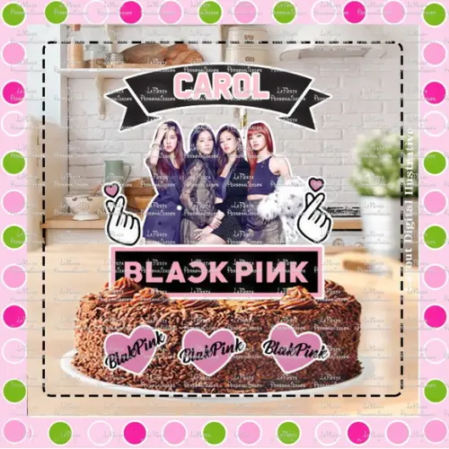 Topo de Bolo Black Pink