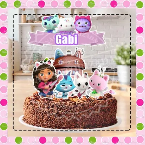 Topo de Bolo Gabby's Dollhouse