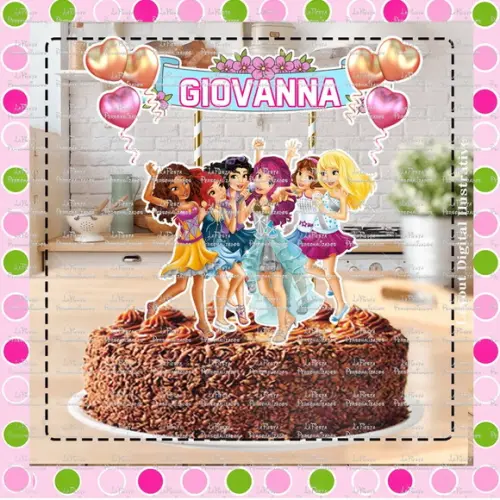 Topo de Bolo Lego Friends