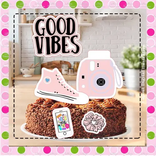 Topo de Bolo Good Vibes