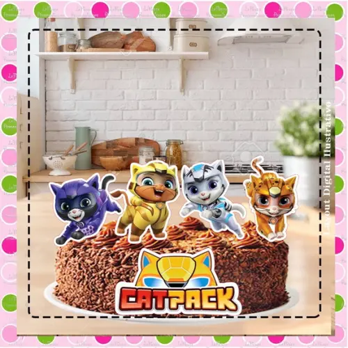 Topo de Bolo The Cat Pack