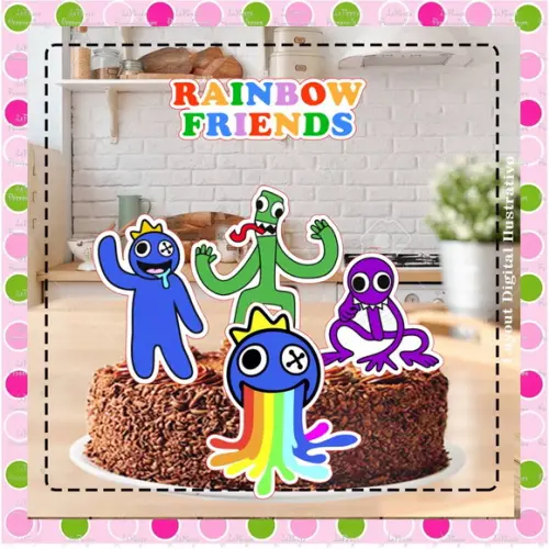 Topo de Bolo Rainbow Friends