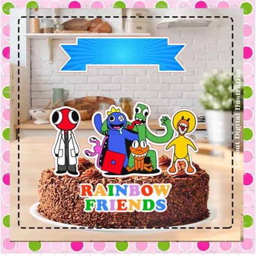 Topo de Bolo Rainbow Friends