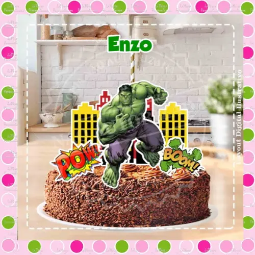 Topo de Bolo Hulk