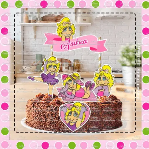 Topo de Bolo Miss Piggy