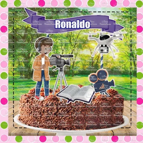 Topo de Bolo Camera Men