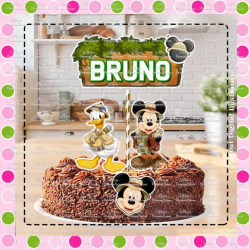 Topo de Bolo Mickey Safari