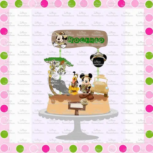 Topo de Bolo Mickey Safari