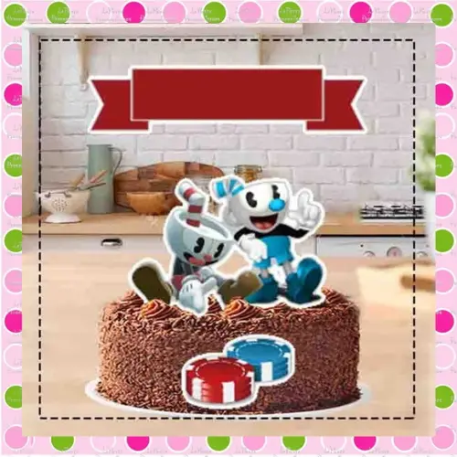 Topo de Bolo Cuphead