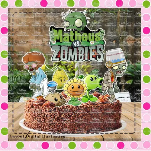 Topo de Bolo Plants Vs Zombies