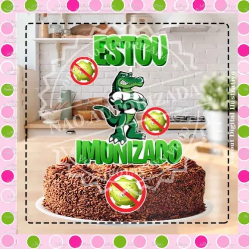 Topo de Bolo Covid Imunizado