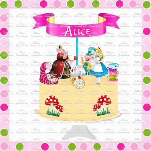 Topo de Bolo Alice no Pais das Maravilhas