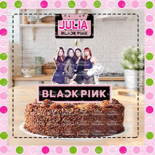 Topo de Bolo Black Pink
