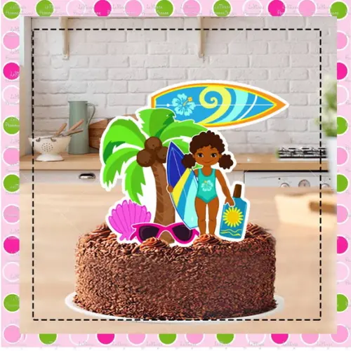 Topo de Bolo Surf Menina