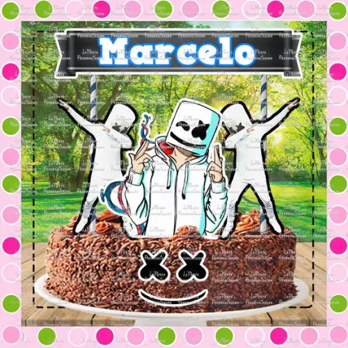 Topo de Bolo Dj Marshmallow