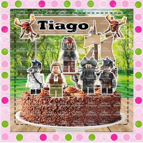 Topo de Bolo Lego Pirata do Caribe