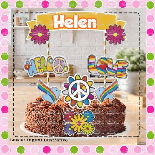 Topo de Bolo Hippie