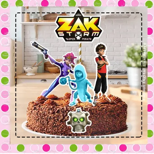 Topo de Bolo Zak Storm: Super Pirata