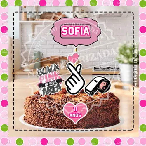 Topo de Bolo Black Pink