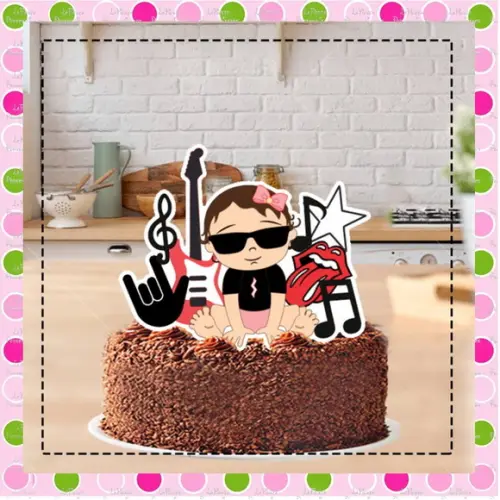 Topo de Bolo Musica Rock Bebê