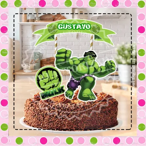 Topo de Bolo Hulk