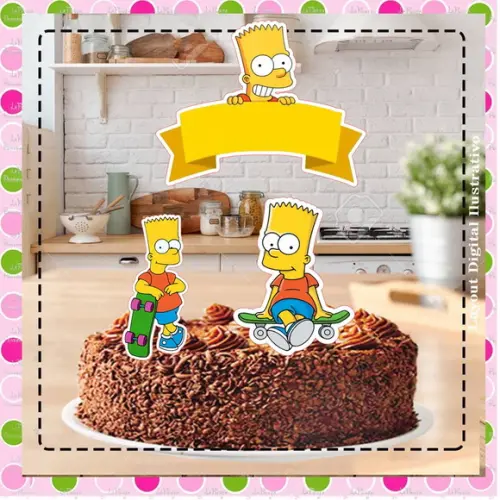 Topo de Bolo Bart Simpson
