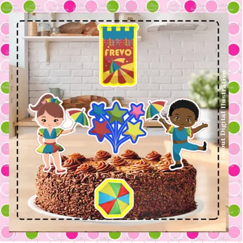 Topo de Bolo Carnaval Frevo