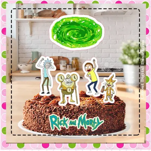 Topo de Bolo Rick And Morty
