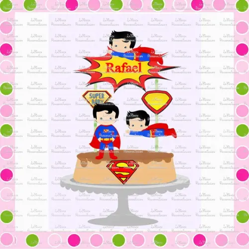 Topo de Bolo Super Men Cute