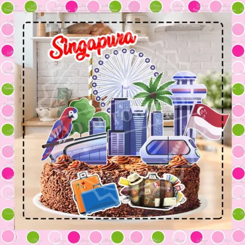 Topo de Bolo Viagem Singapura