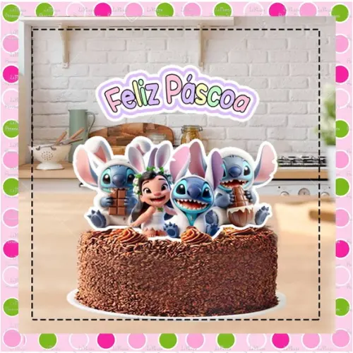 Topo de Bolo Stitch Páscoa