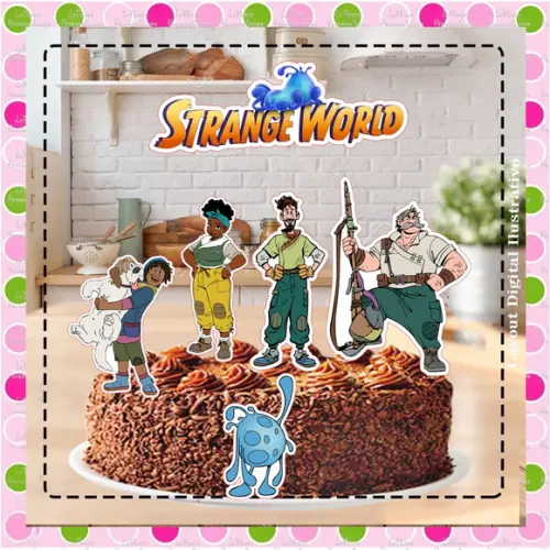 Topo de Bolo Mundo Estranho Disney