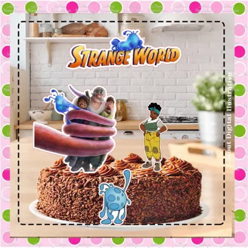 Topo de Bolo Mundo Estranho Disney