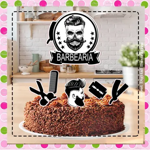 Topo de Bolo Barbearia