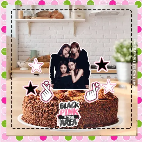 Topo de Bolo Black Pink