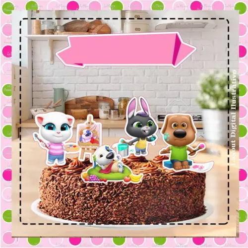 Topo de Bolo Talking Tom & Friends