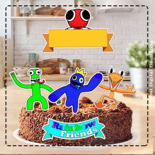 Topo de Bolo Rainbow Friends