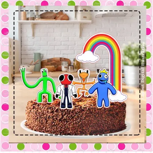 Topo de Bolo Rainbow Friends