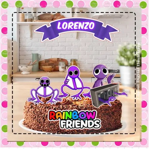 Topo de Bolo Rainbow Friends
