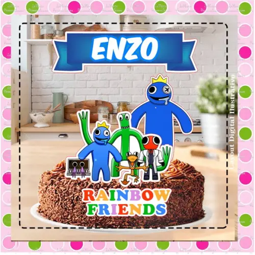 Topo de Bolo Rainbow Friends