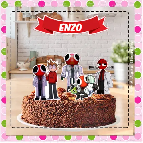 Topo de Bolo Rainbow Friends